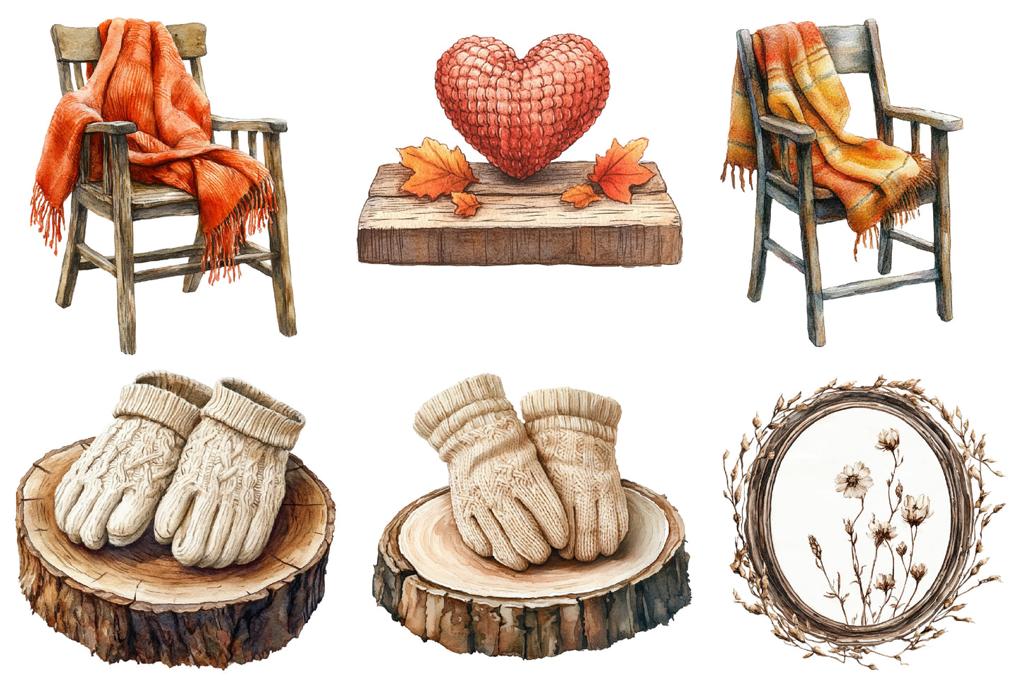Watercolor Neutral Rustic Coquette Fall Clipart 41 PNG