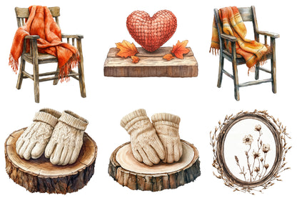 Watercolor Neutral Rustic Coquette Fall Clipart 41 PNG
