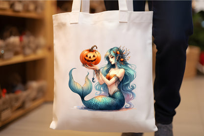 27 Watercolor Halloween Mermaid Girl PNG Bundle Cute Witch Mermaid Clipart