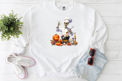 25 Halloween Skeleton Chef PNG Watercolor Cooking Skeleton Clipart Bundle