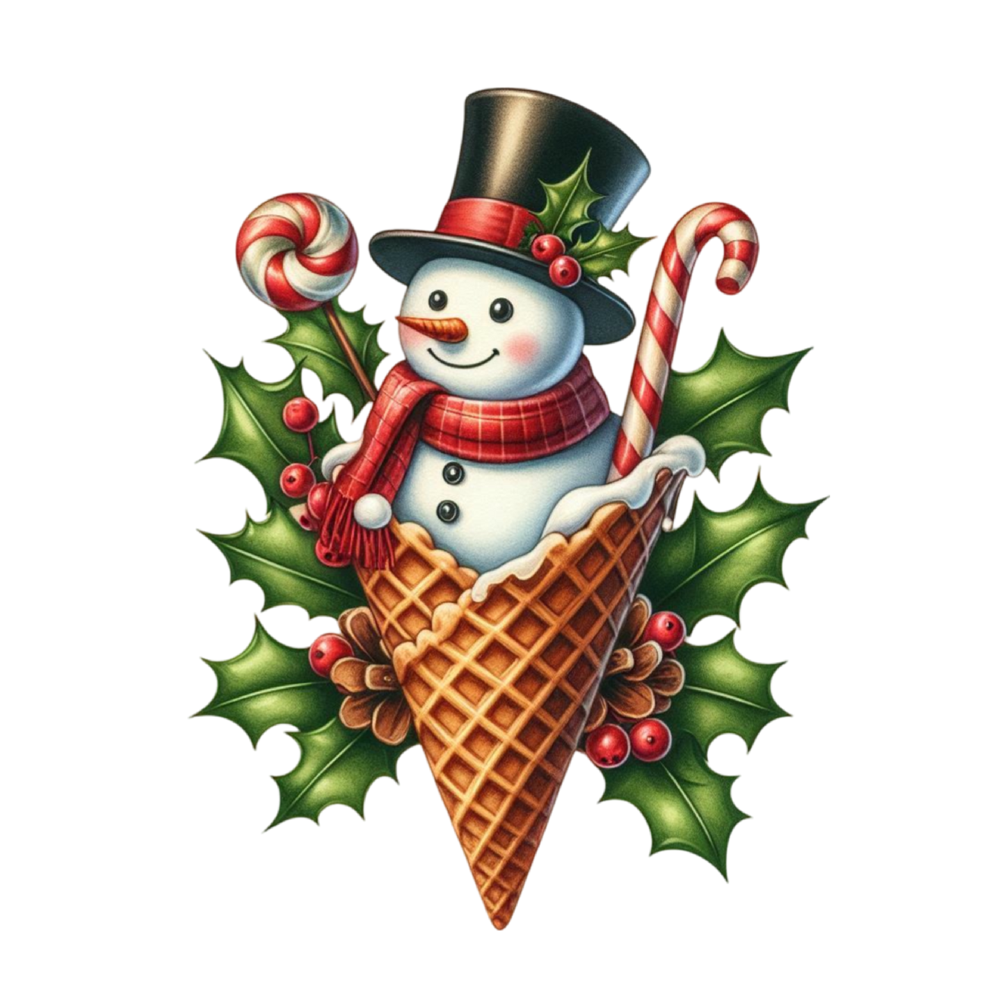 Christmas Snowman Ice Cream Cone PNG Clipart Cute Winter Holiday Design