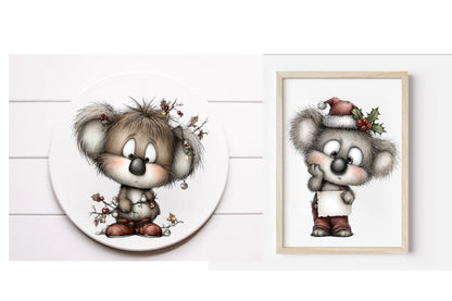 Whimsical Christmas Koala PNG | Cute Koala Christmas Clipart | 20 Transparent PNG