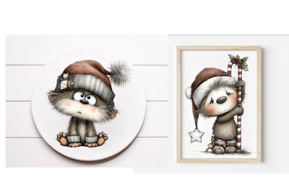 Whimsical Christmas Sloth PNG | Cute Sloth Christmas Clipart | 8 Transparent PNG
