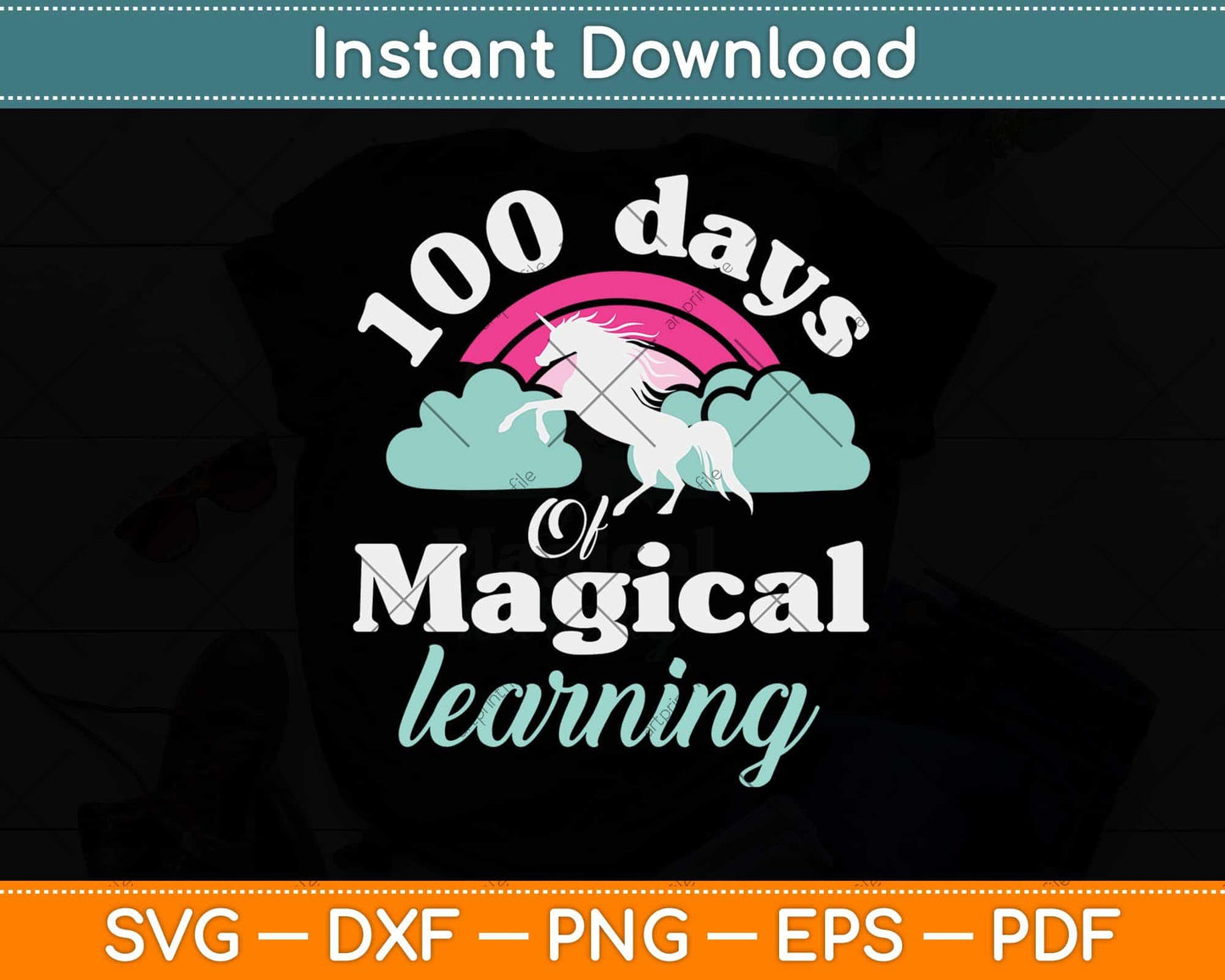 100 Days Of Magical Learning Funny Unicorn Svg Design
