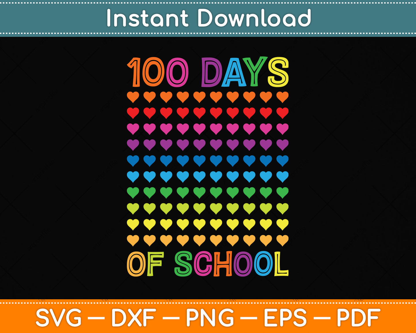 100 Days Of School Birthday Svg Png Dxf Digital Cutting File