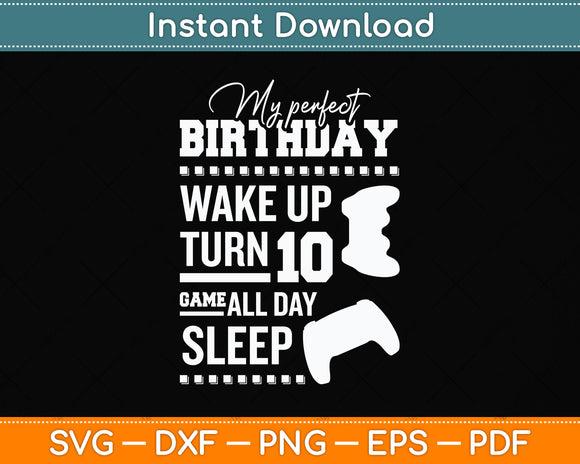 10th Birthday Party Perfect For Gamer 10 Years Old Boy Svg Png Dxf Digital Cutting File