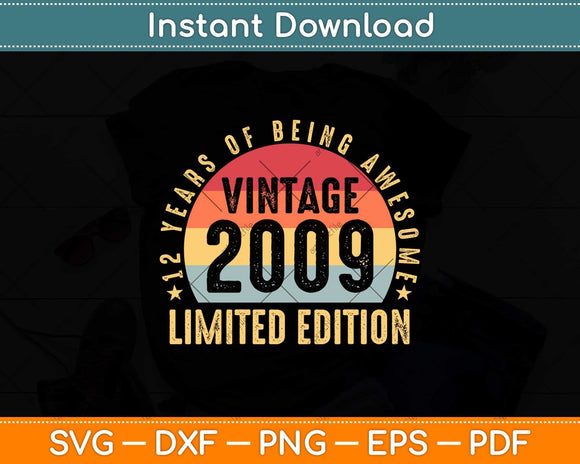 12 Years Of Being Awesome Vintage 2009 Limited Edition Svg Png Dxf File