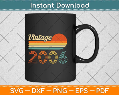 16 Year Old Birthday Vintage 2006 16th Birthday Svg Png Dxf Digital Cutting File