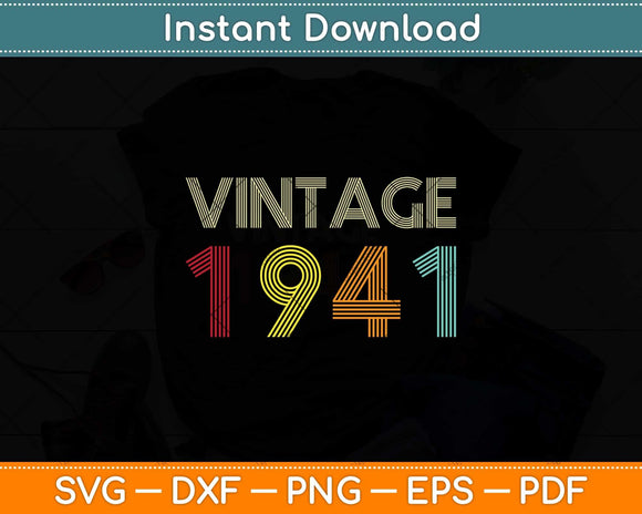 1941 Vintage 80th Birthday Retro Svg Png Dxf Digital Cutting File