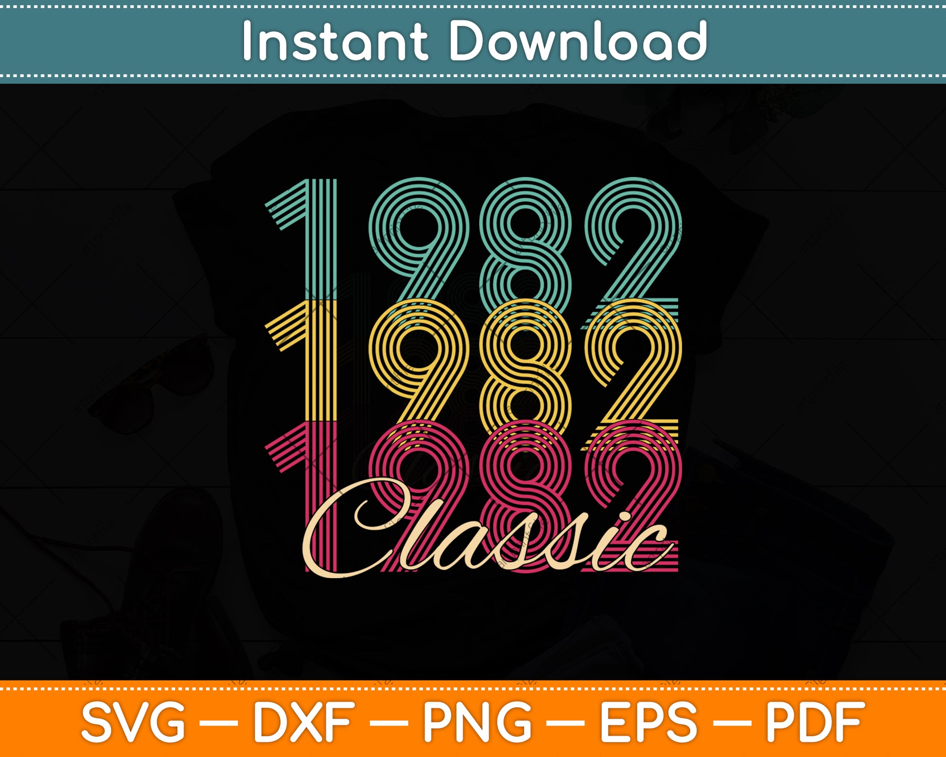 1982 40th Birthday Gift 40 Years Old Classic Svg Png Dxf Digital Cutting File