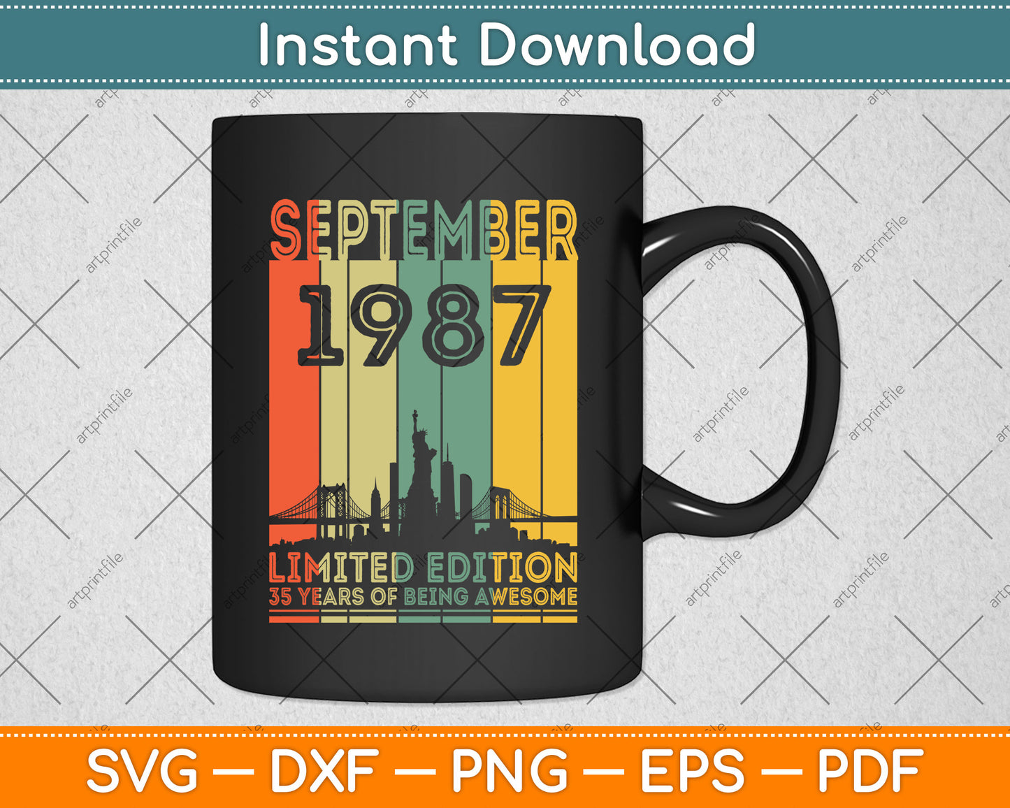 35 Years Old Gifts Vintage September 1987 35th Birthday Svg Png Dxf Digital Cutting File