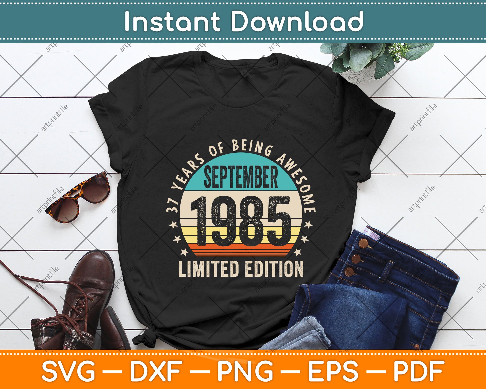37 Year Gifts Old Vintage September 1985 37th Birthday Svg Png Dxf Digital Cutting File