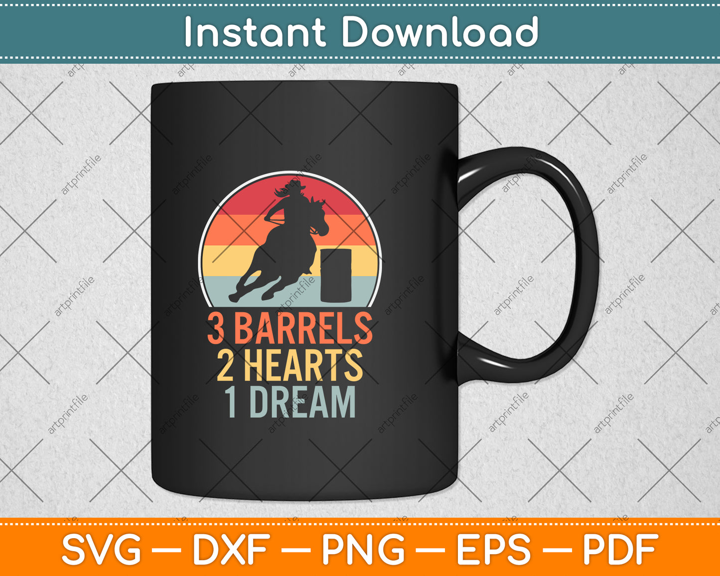 3 Barrels 2 Hearts 1 Dream Barrel Racing Svg Png Dxf Digital Cutting File