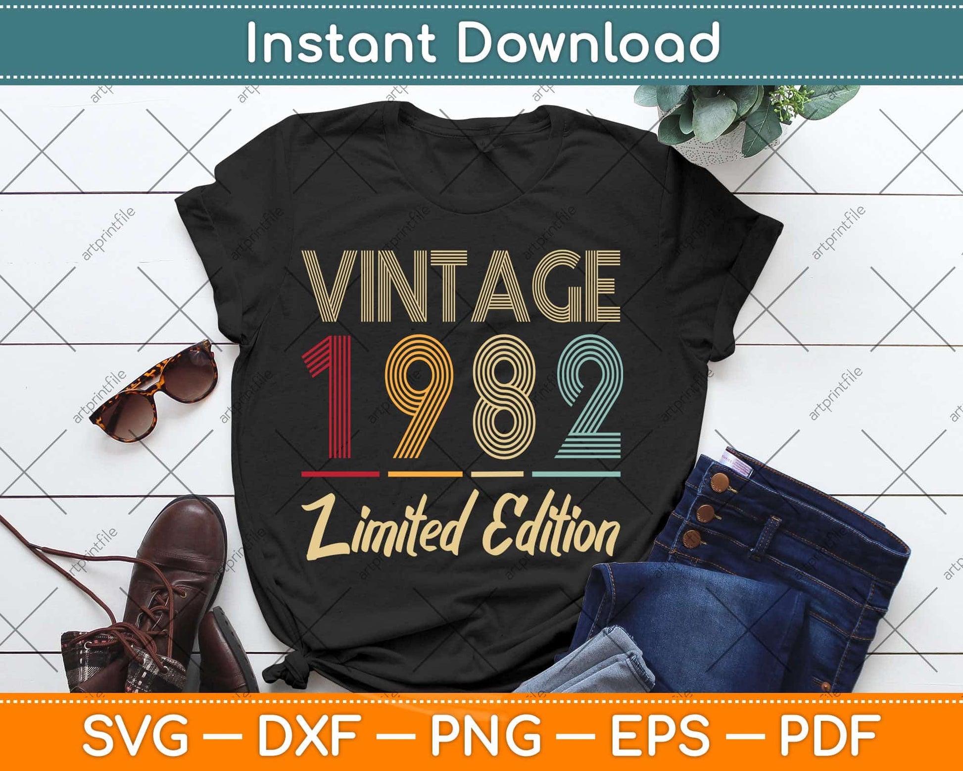 40 Year Old Gifts Vintage 1982 Limited Edition 40th Birthday Svg Png Dxf Cutting File
