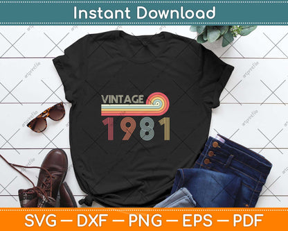 40 Year Old Retro Birthday Gift Vintage 1981 40th Birthday Svg Design