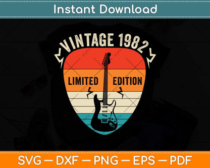 40 Years Old Vintage 1982 Limited Edition 40th Birthday Svg Png Dxf Digital Cutting File