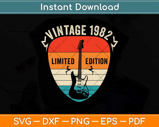 40 Years Old Vintage 1982 Limited Edition 40th Birthday Svg Png Dxf Digital Cutting File