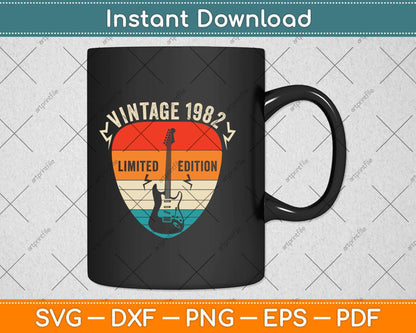 40 Years Old Vintage 1982 Limited Edition 40th Birthday Svg Png Dxf Digital Cutting File