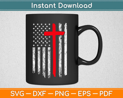 4th of July American Flag Cross Svg Design Cricut Printable Cutting Files