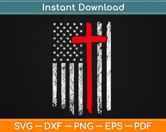 4th of July American Flag Cross Svg Design Cricut Printable Cutting Files
