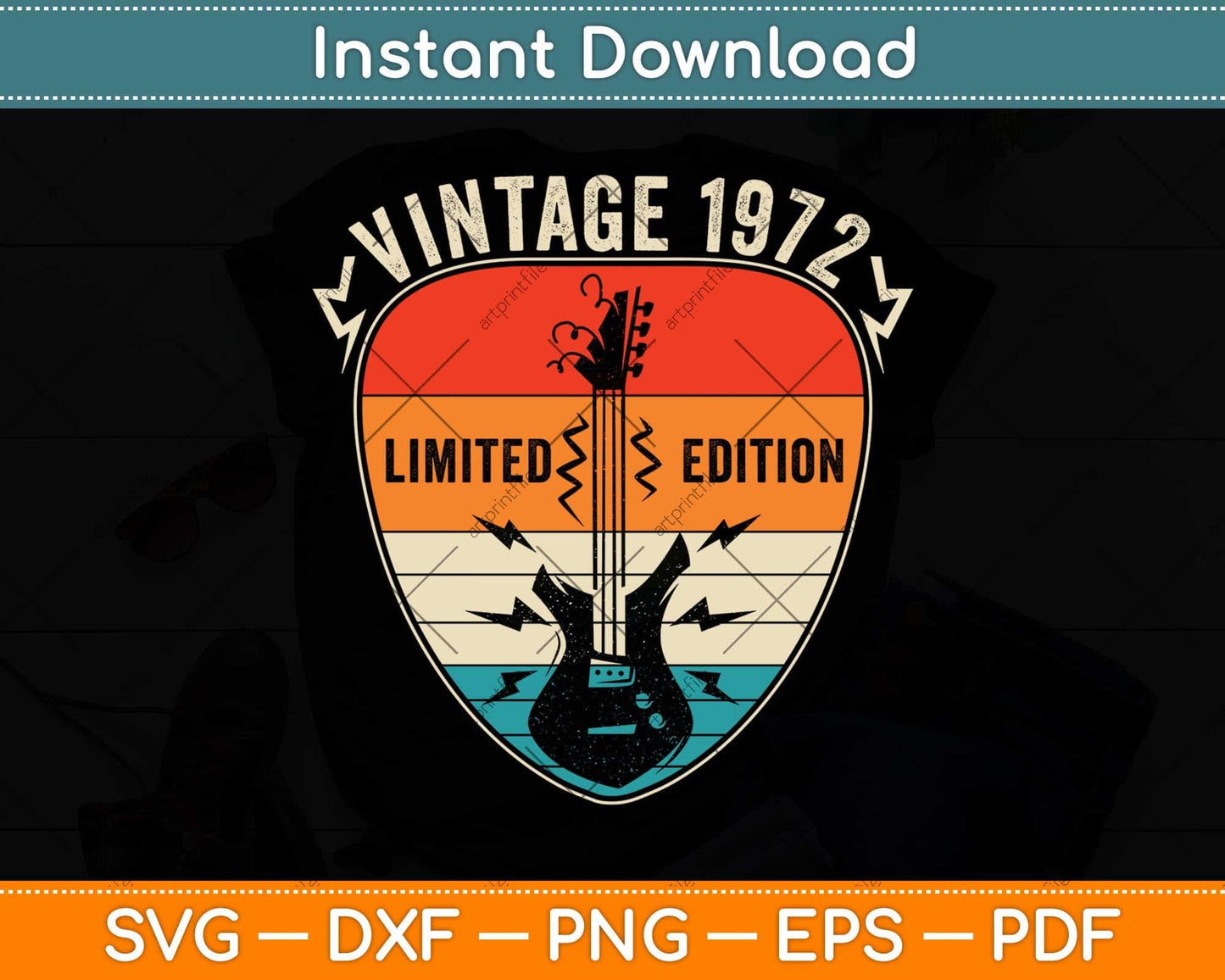 50 Years Old Vintage 1972 Limited Edition 50th Birthday Svg Png Dxf Digital Cutting File