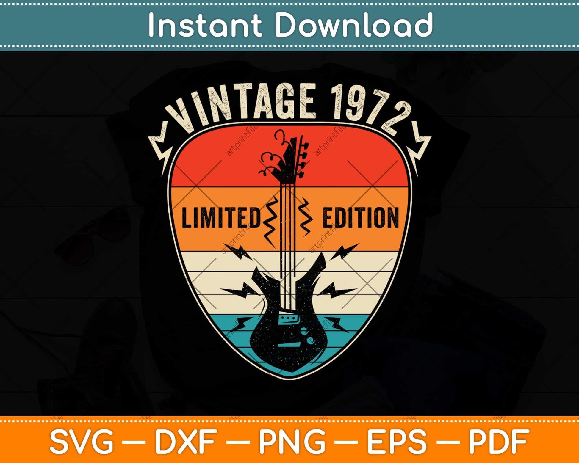 50 Years Old Vintage 1972 Limited Edition 50th Birthday Svg Png Dxf Digital Cutting File