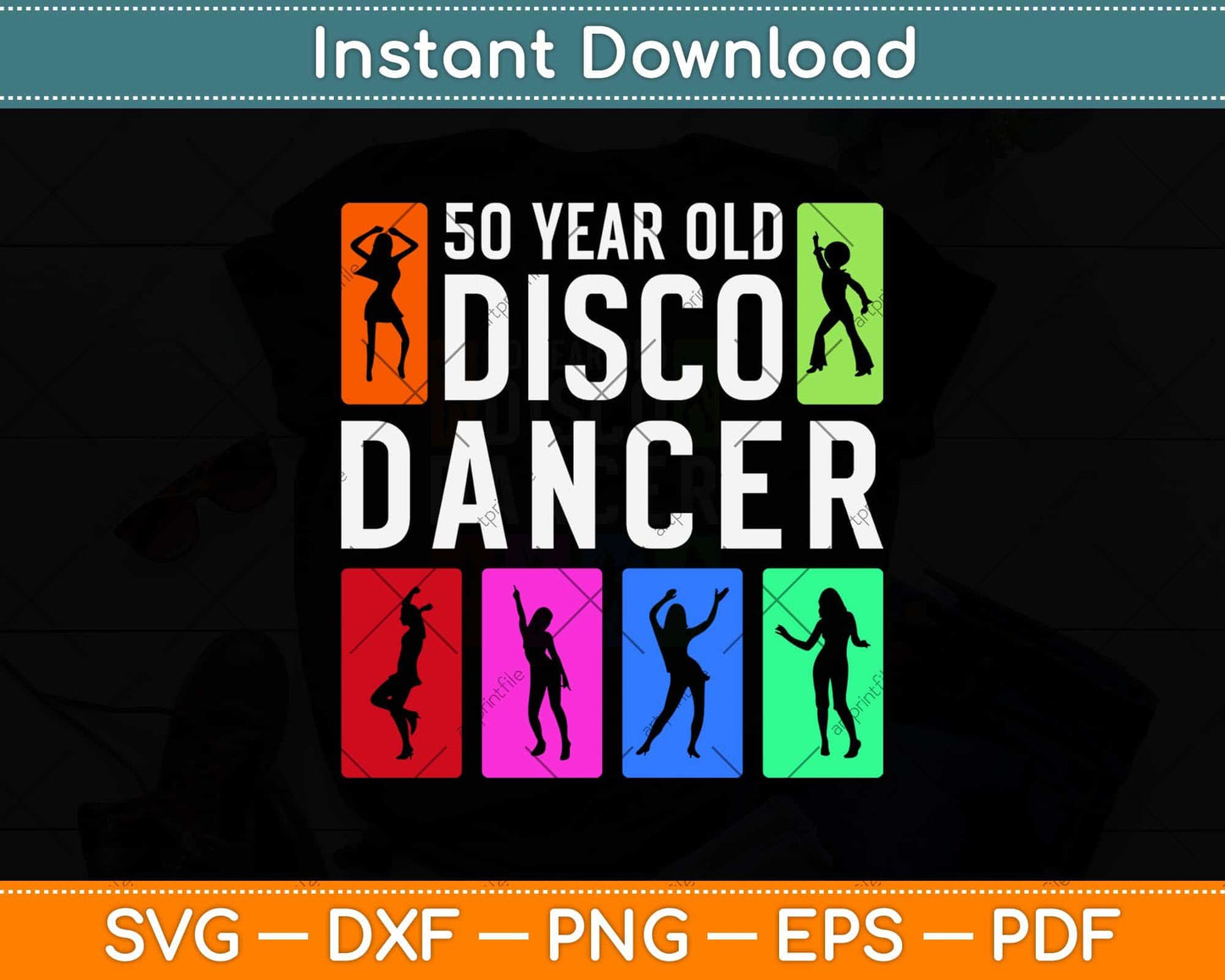 50th Birthday Gift For 50 Year Old Disco Dancer Svg Design Cricut Printable File