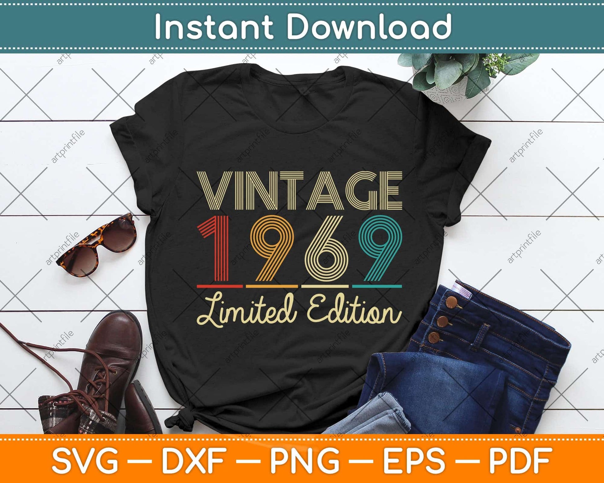 53 Year Old Gifts Vintage 1969 Limited Edition 53rd Birthday Svg Png Dxf Cutting File