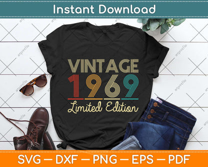 53 Year Old Gifts Vintage 1969 Limited Edition 53rd Birthday Svg Png Dxf Cutting File