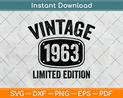 59 Years Old Vintage 1963 Limited Edition 59th Birthday Svg Png Dxf Digital Cutting File