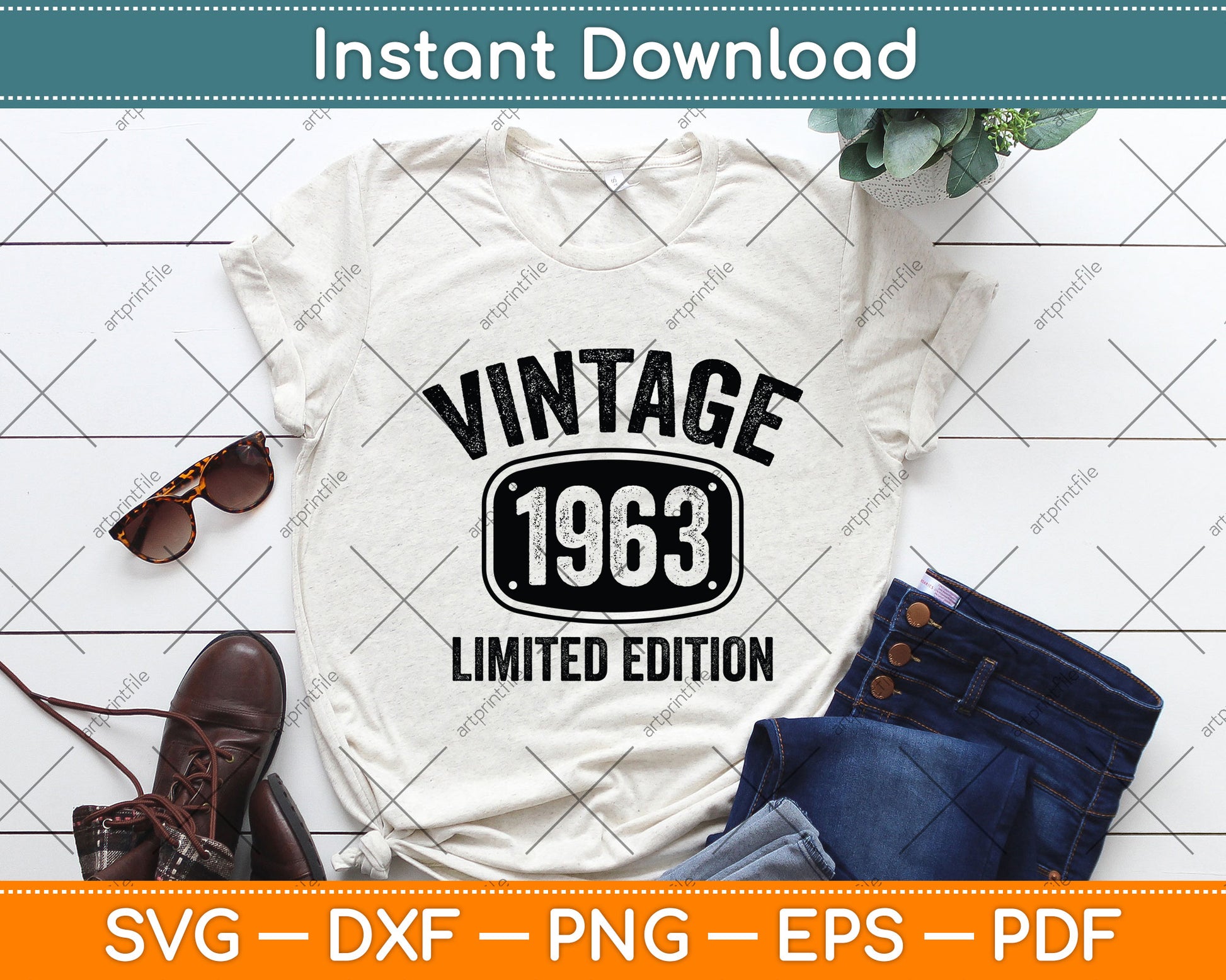 59 Years Old Vintage 1963 Limited Edition 59th Birthday Svg Png Dxf Digital Cutting File