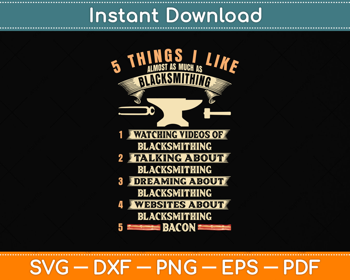 5 Things Blacksmithing Blacksmith Father's Day Svg Png Dxf Digital Cutting File