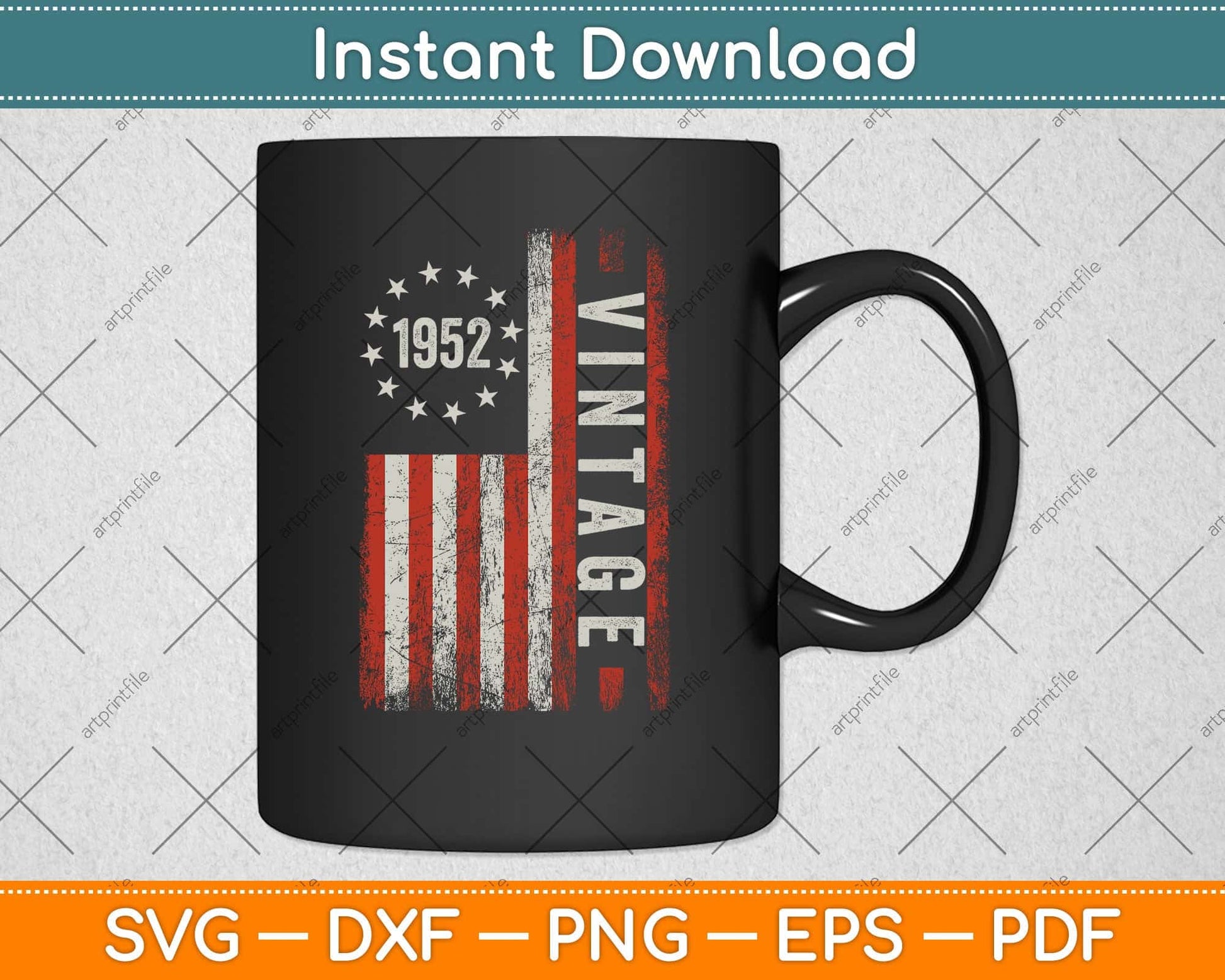70 Year Old Gifts Vintage 1952 American Flag 70th Birthday Svg Png Dxf Cutting File