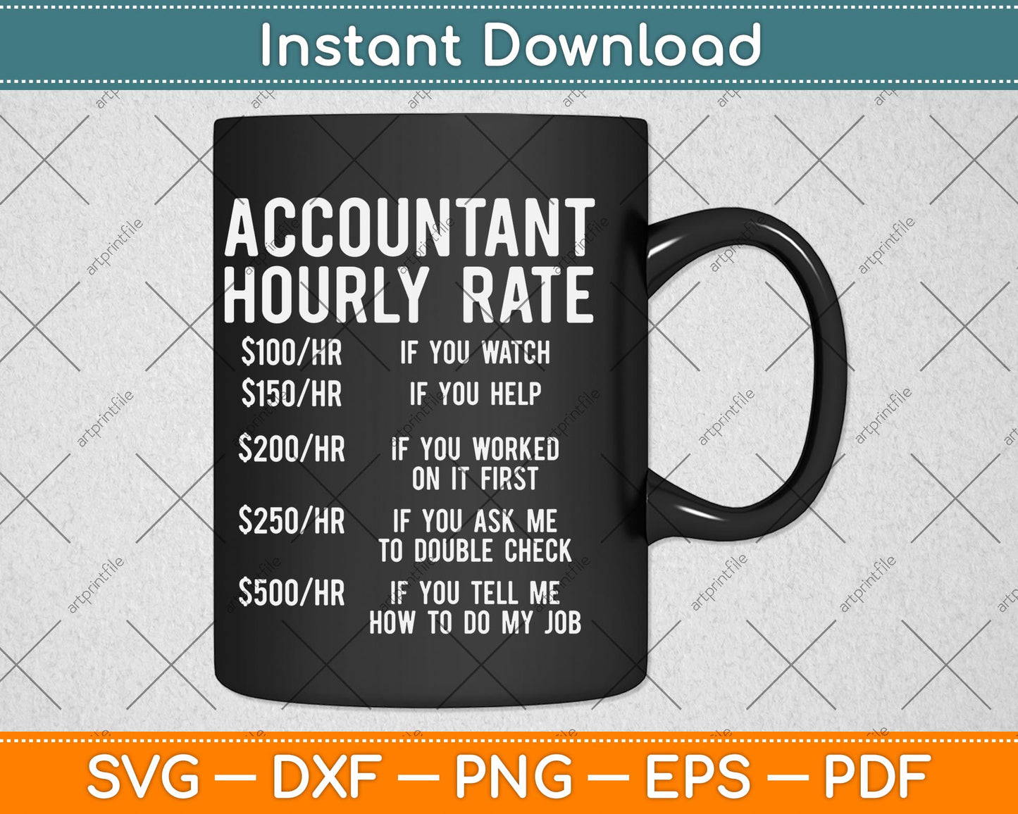 Accountant Hourly Rate Accounting CPA Svg Png Dxf Digital Cutting File