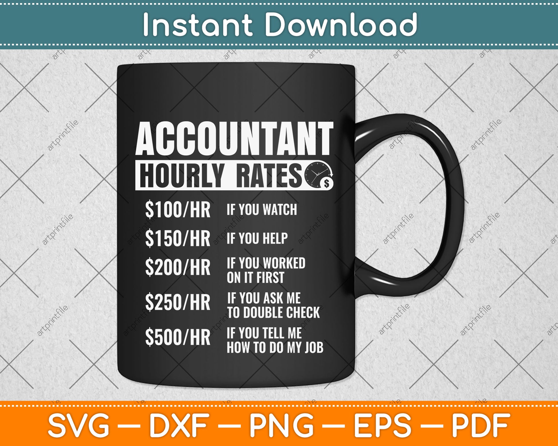 Accountant Hourly Rates Svg Png Dxf Digital Cutting File