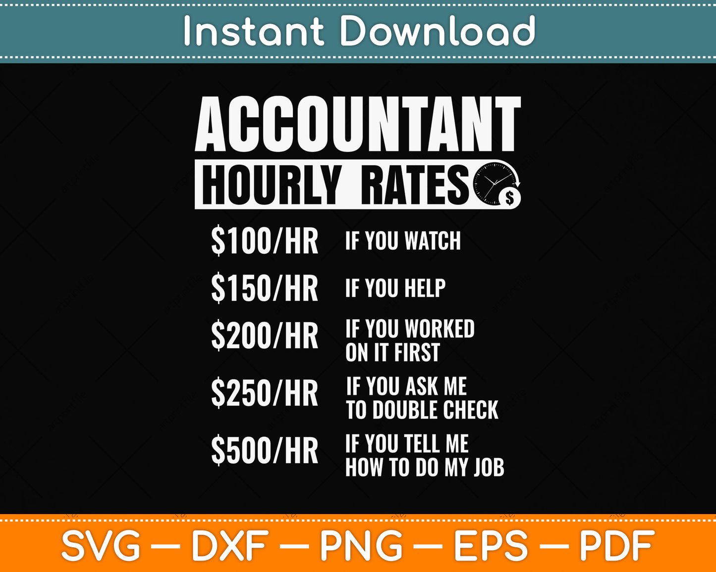 Accountant Hourly Rates Svg Png Dxf Digital Cutting File