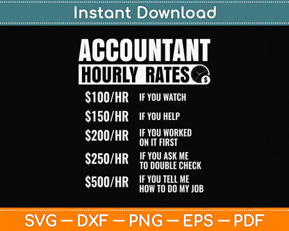 Accountant Hourly Rates Svg Png Dxf Digital Cutting File