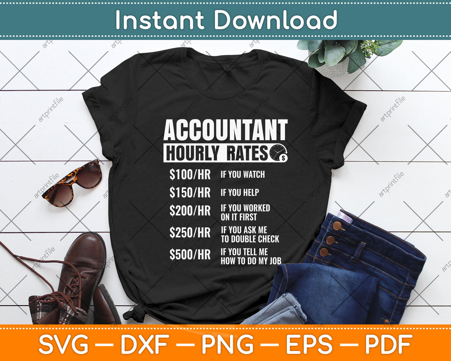 Accountant Hourly Rates Svg Png Dxf Digital Cutting File