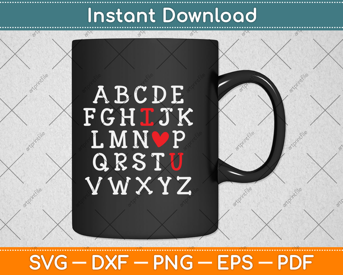 Alphabet ABC I Love You Svg Png Dxf Digital Cutting File