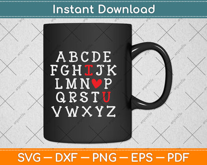 Alphabet ABC I Love You Svg Png Dxf Digital Cutting File