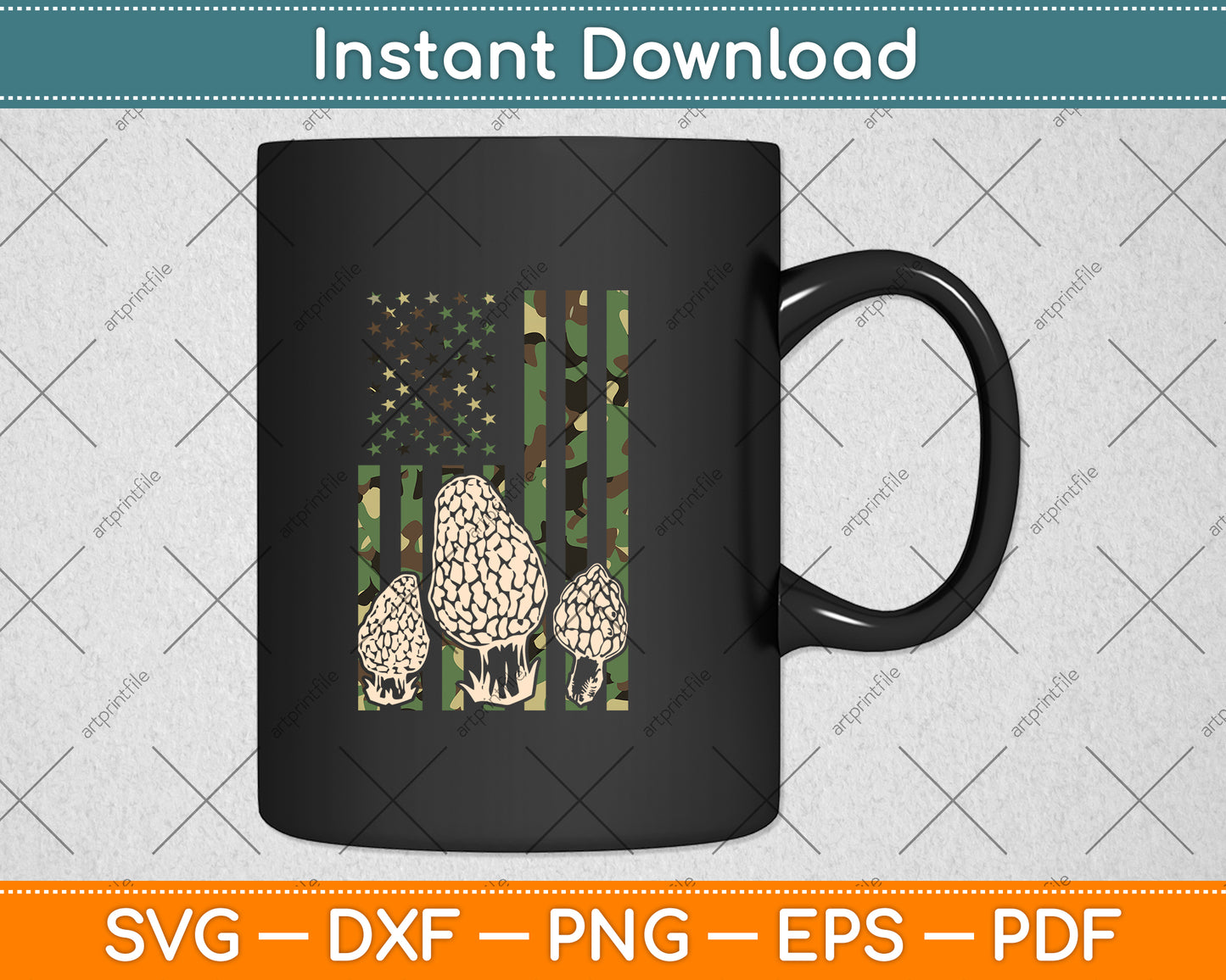 American Camouflage Morel Mushroom Svg Png Dxf Digital Cutting File