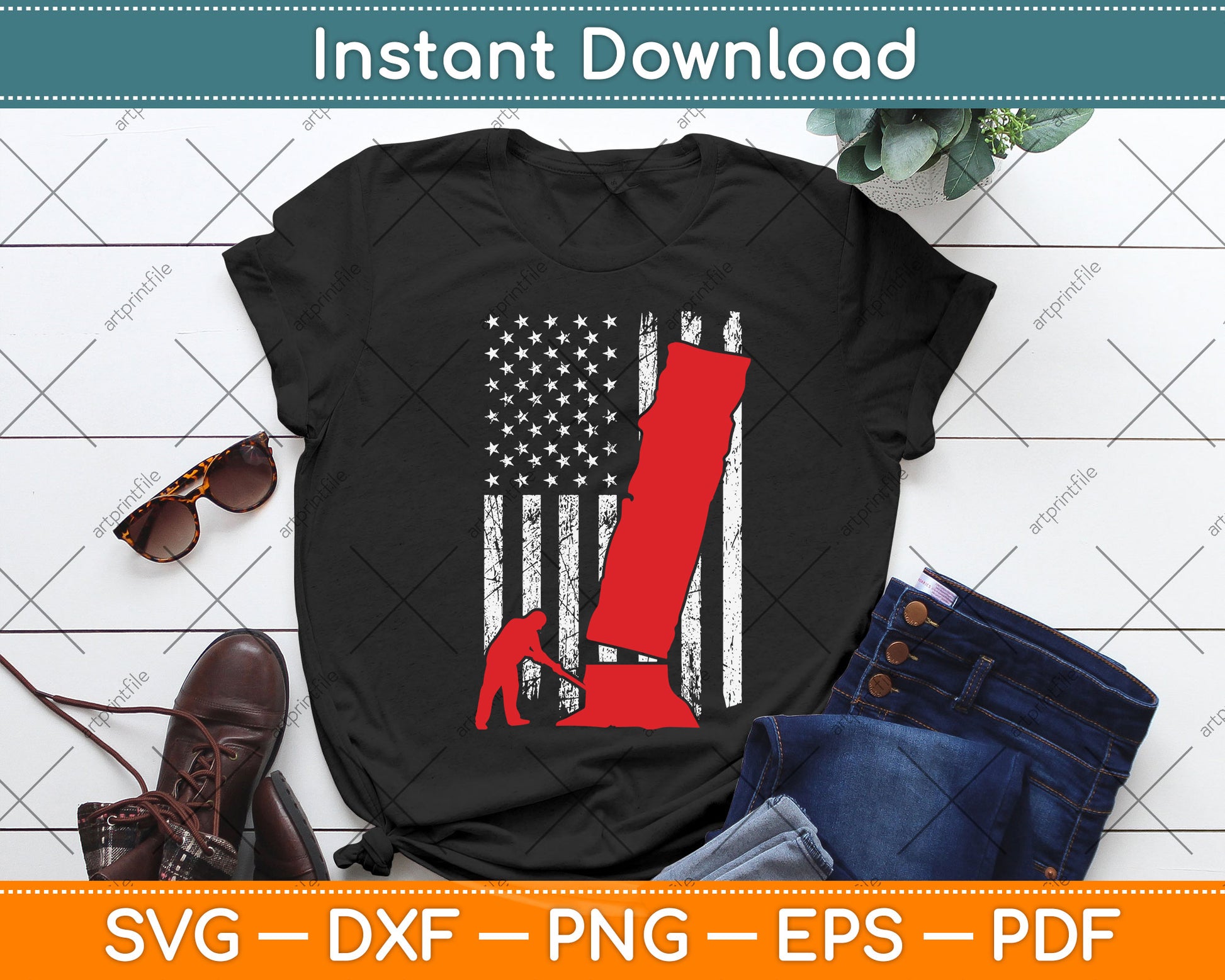American Flag 4th Of July Arborist Svg Png Dxf Digital Cutting File
