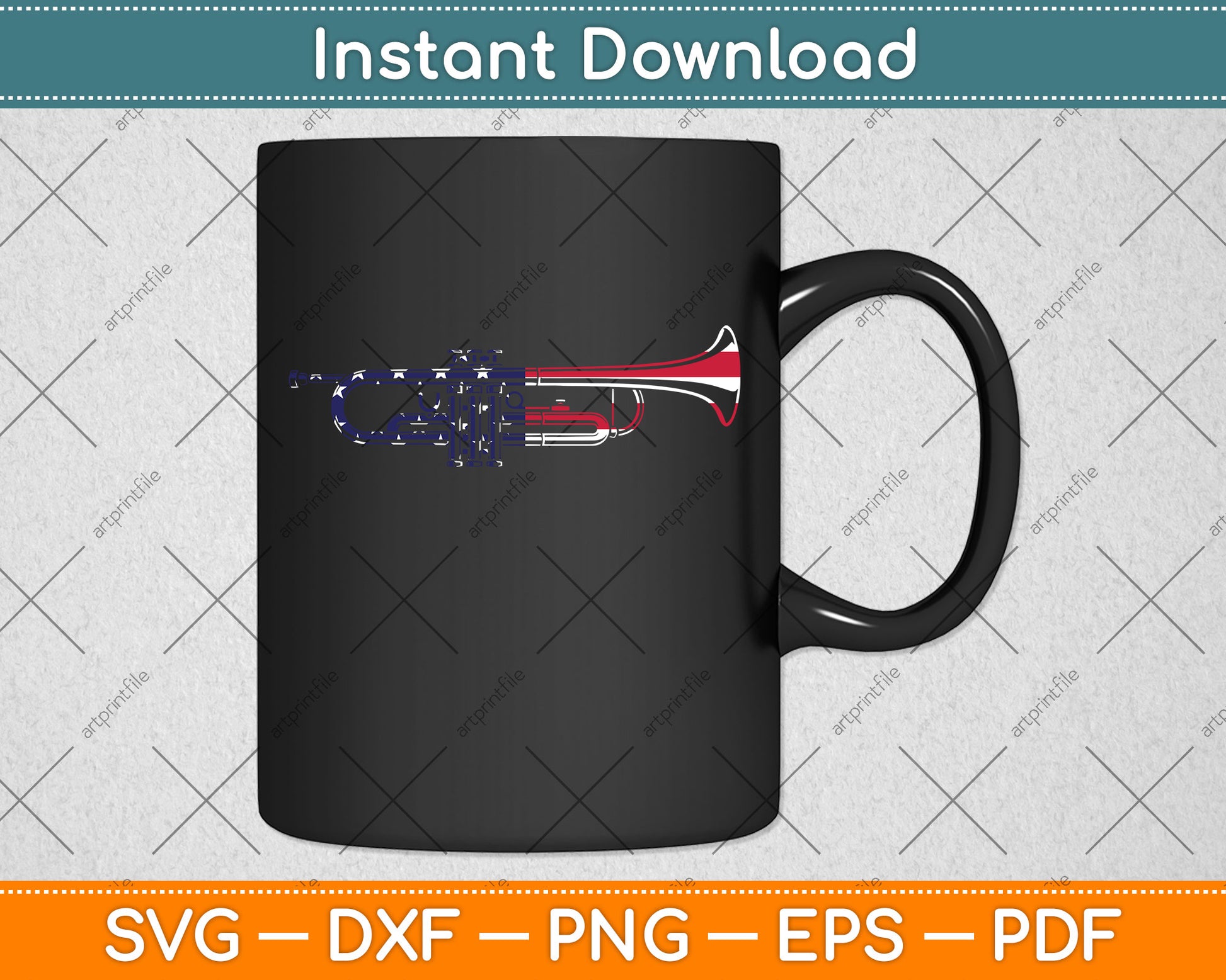 American Flag 4th Of July Trumpeter Svg Png Dxf Digital Cutting File