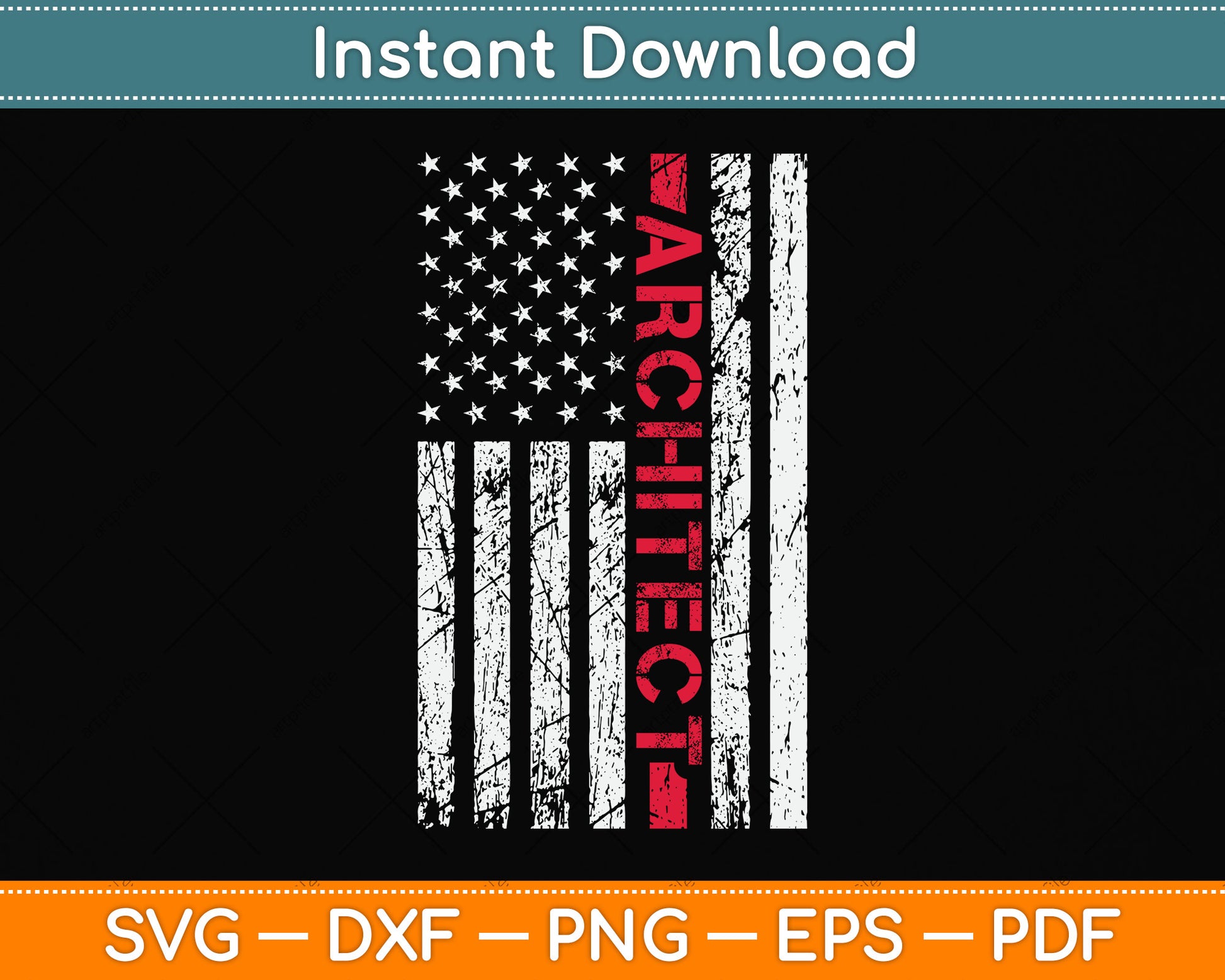 American Flag Architect Vintage Svg Png Dxf Digital Cutting File
