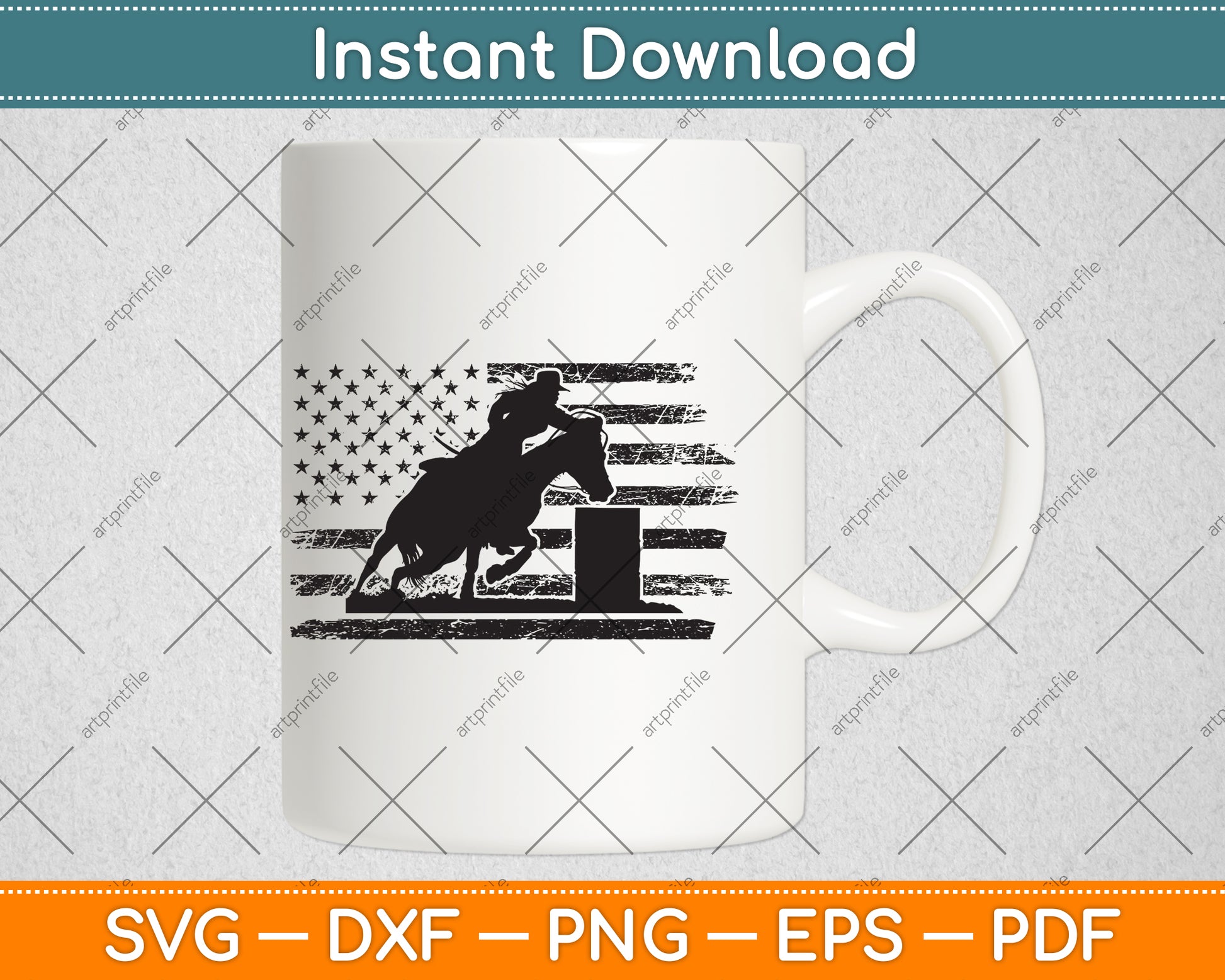 American Flag Barrel Racing Svg Png Dxf Digital Cutting File