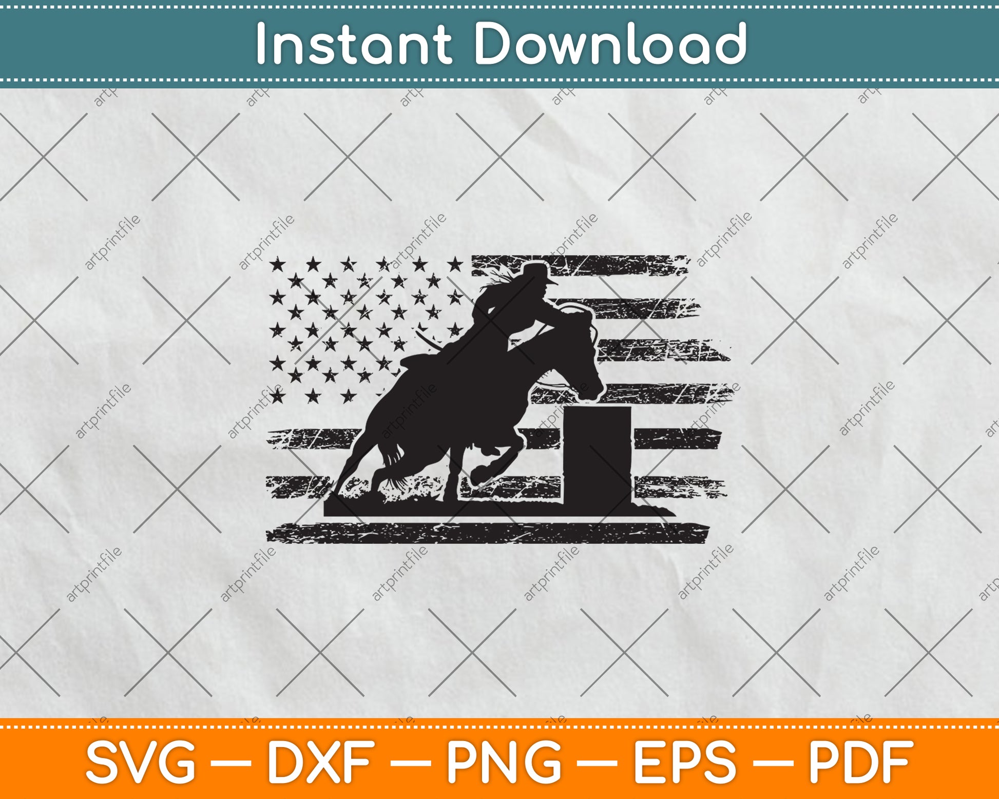 American Flag Barrel Racing Svg Png Dxf Digital Cutting File