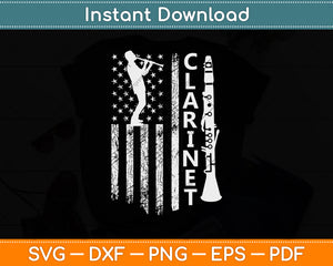 American Flag Clarinet Svg Png Dxf Digital Cutting File