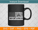 American Flag Eat Sleep Wrestle Repeat Svg Png Dxf Digital Cutting File