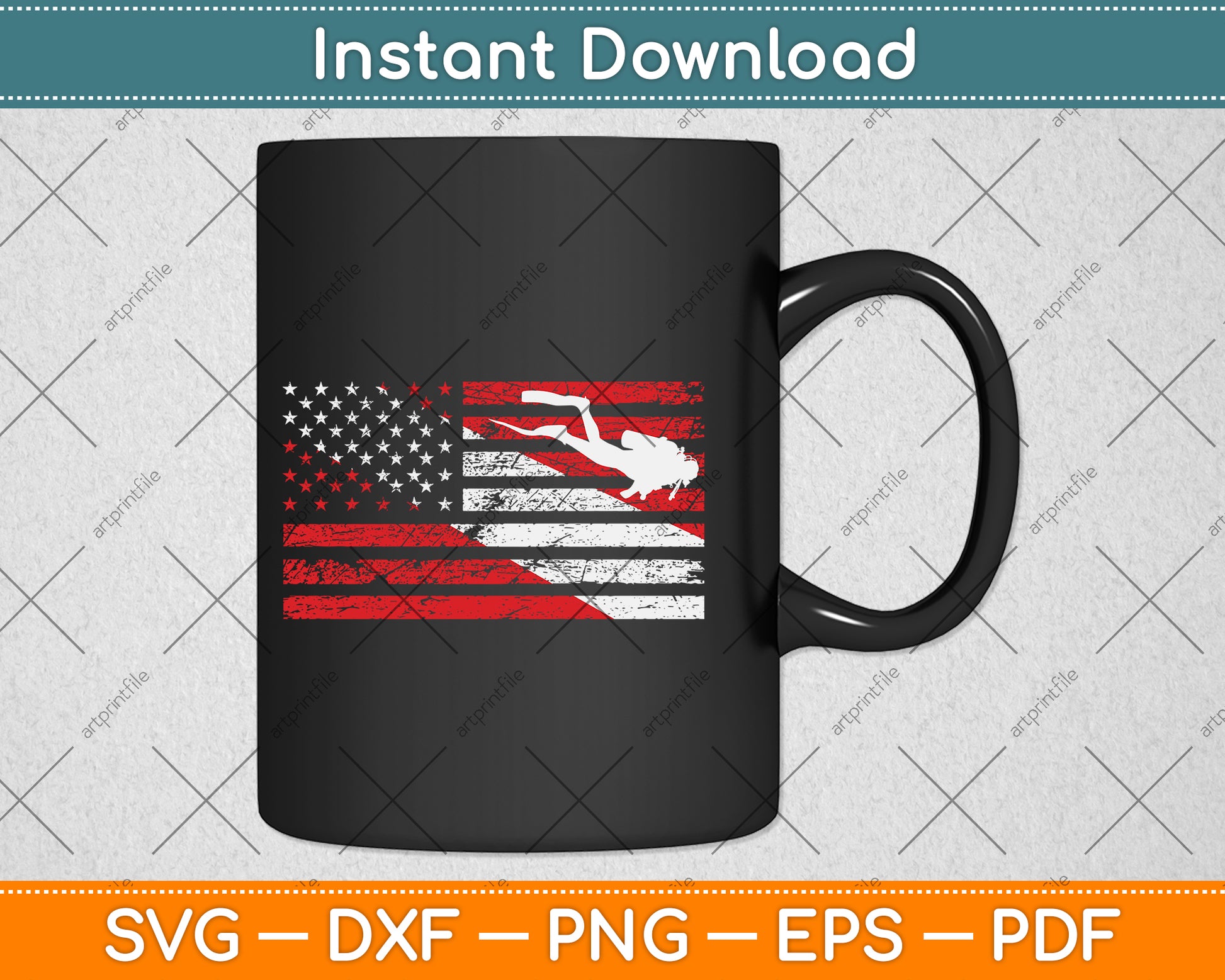 American Flag Funny Scuba Diving Svg Png Dxf Digital Cutting File