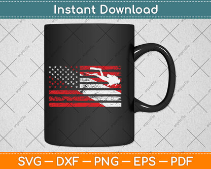 American Flag Funny Scuba Diving Svg Png Dxf Digital Cutting File